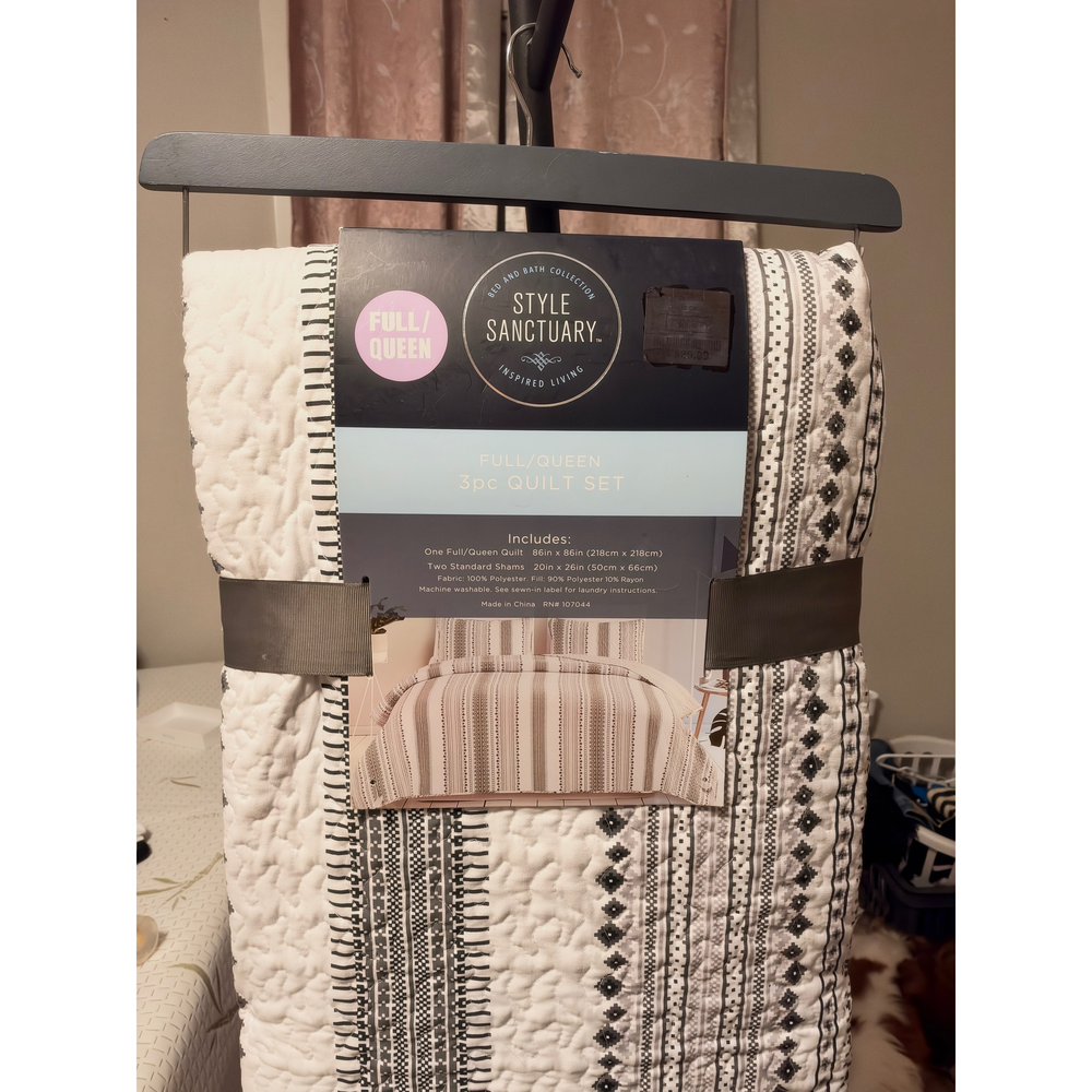 HORIMOTEHOME HORIMOTE HOME Boho Style Beige Twin Quilt Set with Tassle, Soft and - Picture 1 of 7